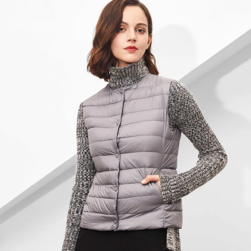 Donne autunno inverno caldo 90% bianco piumino d'anatra fodera gilet 2024 nuova femmina coreana Slim Fit Ultra leggero impacchettabile cappotto senza maniche