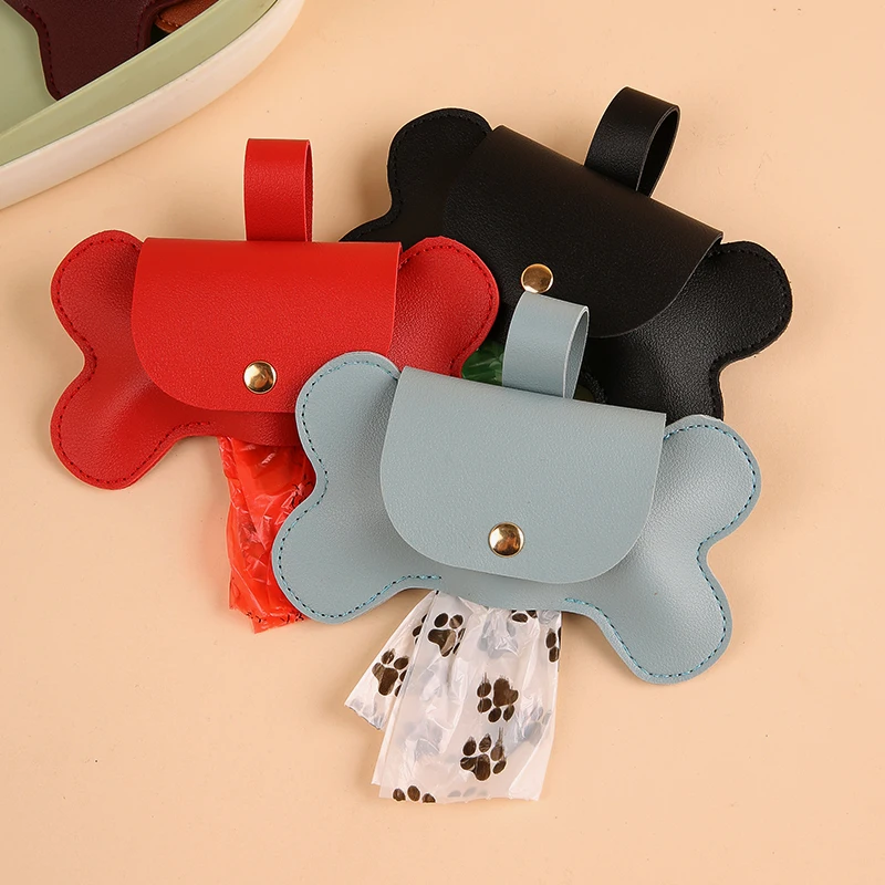 PU Leather Dog Poop Bag Dispenser With Clasp, Portable Waste Bag Holder Organizer For Pet Accessories