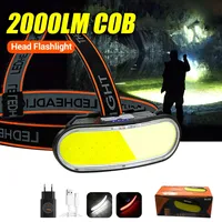 2000LM COB LED Headlamp USB Rechargeable Head Flashlight with Built in Battery 5-mode Lighting Outdoor Fishing Camping Headlight