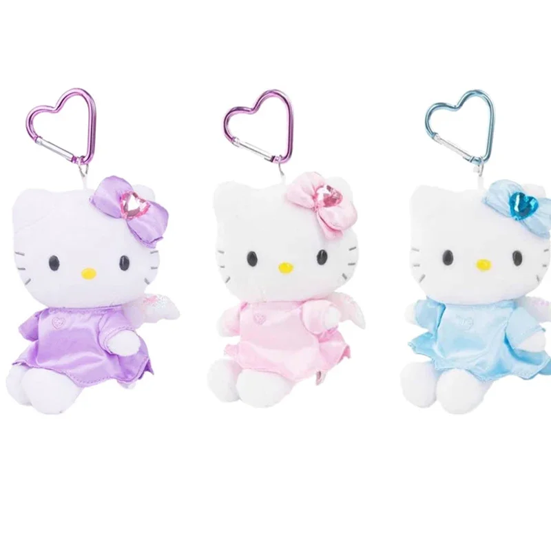 New Kawaii Japanese Cute Sanrios Cupid Angel Hello Kitty Anime Plush Doll Pendant Keychain Cartoon Bag Accessories Toys Gifts