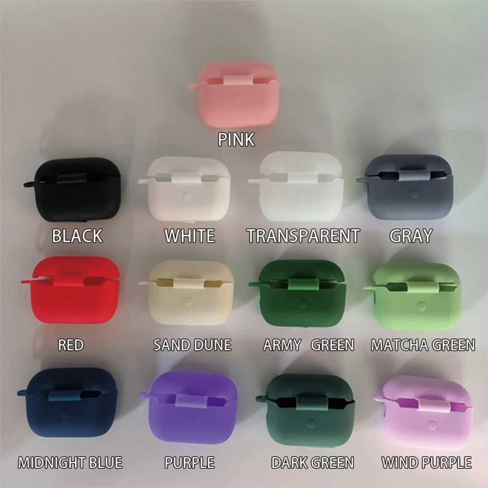 For AirPods Pro Protective Case Silicone New Solid Color Apple Bluetooth Headset Soft Case Protective Cover