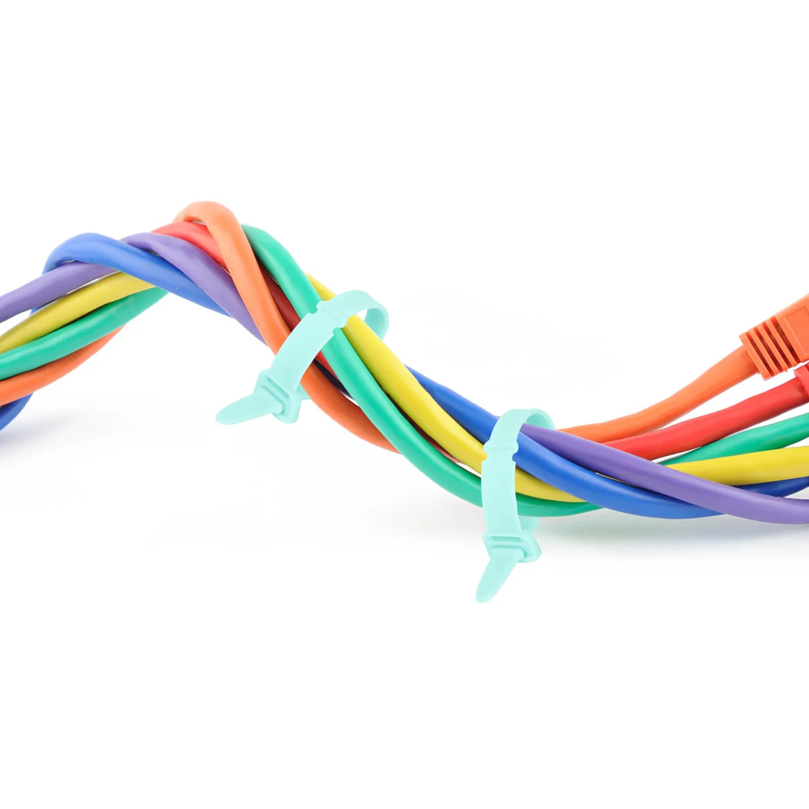 50Pcs Soft Silicone Wire Organizer Cord Tie for Charging Data Audio Headset USB Cables Adjustable Hole Design Desktop Cable