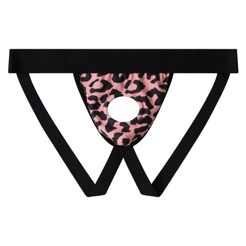 Men Thongs String Homme Hollow Pouch Separation Underwear Leopard Printed Panties Backless Jockstrap Open Butt Thong Lingerie