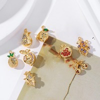 2 PCs Brass Charms 18K Gold Plated 3D Fruit Mango Avocado Durian Grape Pendants For Jewelry Making Necklace Bracelet DIY