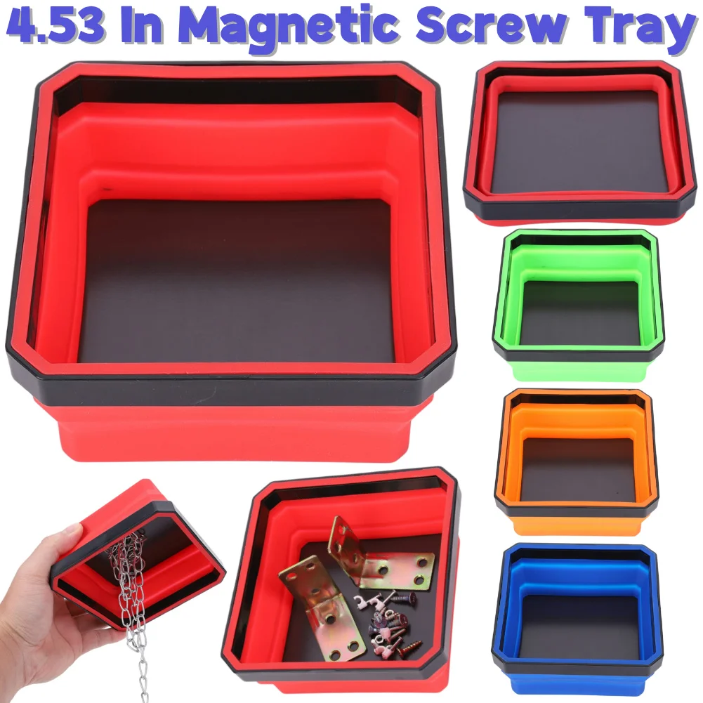 

4.53 In Collapsible Magnetic Parts Tray Tools Magnetic Screw Tray Multicolor Parts Storage Box Plumber Carpenters Tool Organizer