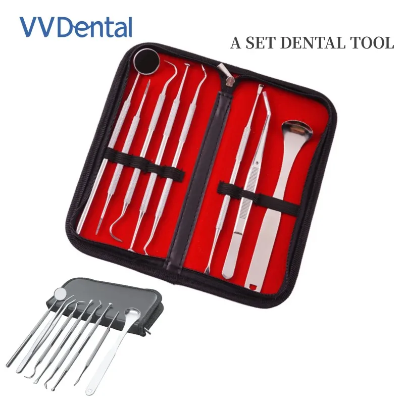 6/8PCS Dental Mirror Stainless Steel Dentistry Set Probe Tooth Care Kit Tweezer Sickle Scaler Dentist Prepared Tool Instrument