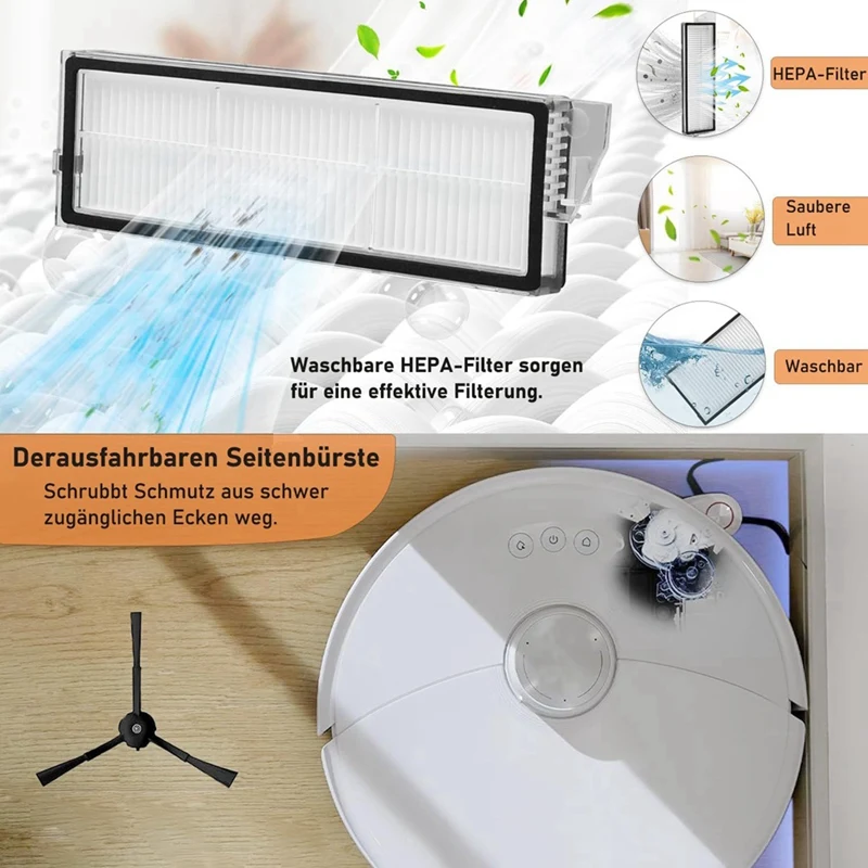 Für roborock s8 maxv ultra roboter staubsauger hauptseite bürste hepa filter mop tuch lappen staubbeutel ersatzteile