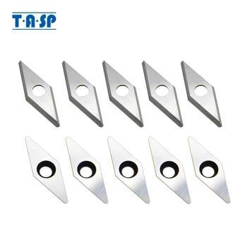 TASP-cortador de inserción de carburo de carpintería, cincel de torneado de madera, hoja de repuesto para Uds de madera, Diamante con Radio, 10 herramientas de torneado