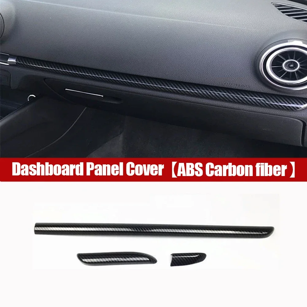 LHD Interior Moldings Center Console Dashboard Trim Strips Decor Cover ABS Carbon Fiber Style For Audi A3 8V 2014-2018 S3 2017