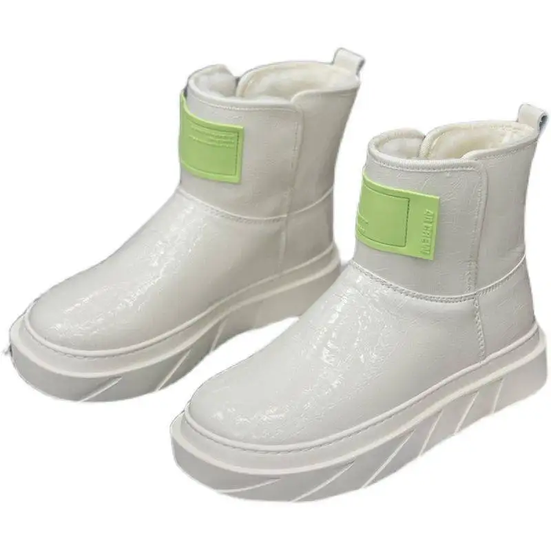 2025 Winter Women's Boots Plush Thick Soled Outdoor Leather Comfortable Casual Personality Waterproof Non-Slip Warm Cotton Shoes image 4