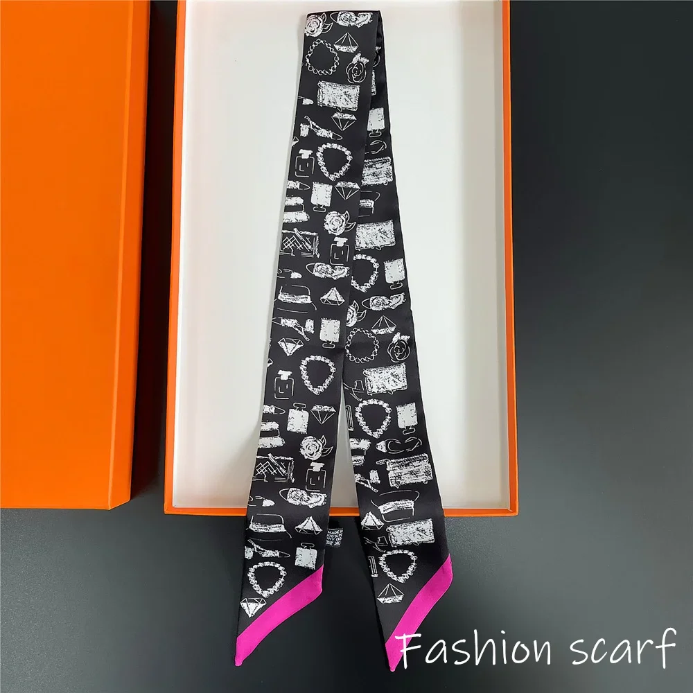 

Европа 2025: Новая модная женская декоративная лента-платок из твила с мелким цветочным узором в национальном стиле для ручек сумок