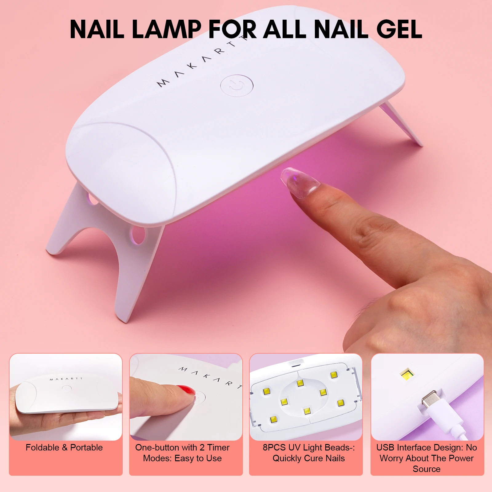 Makartt Gel Nail Kit Easy Nail Extension Set Stevige nageltips Lijm Nagellamp Basis Top Coat Manicure Nagelaccessoires