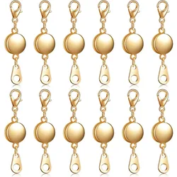 12 Pieces Locking Magnetic Jewelry Clasp Round Necklace Clasp Closures Bracelet Extender for Jewelry Making
