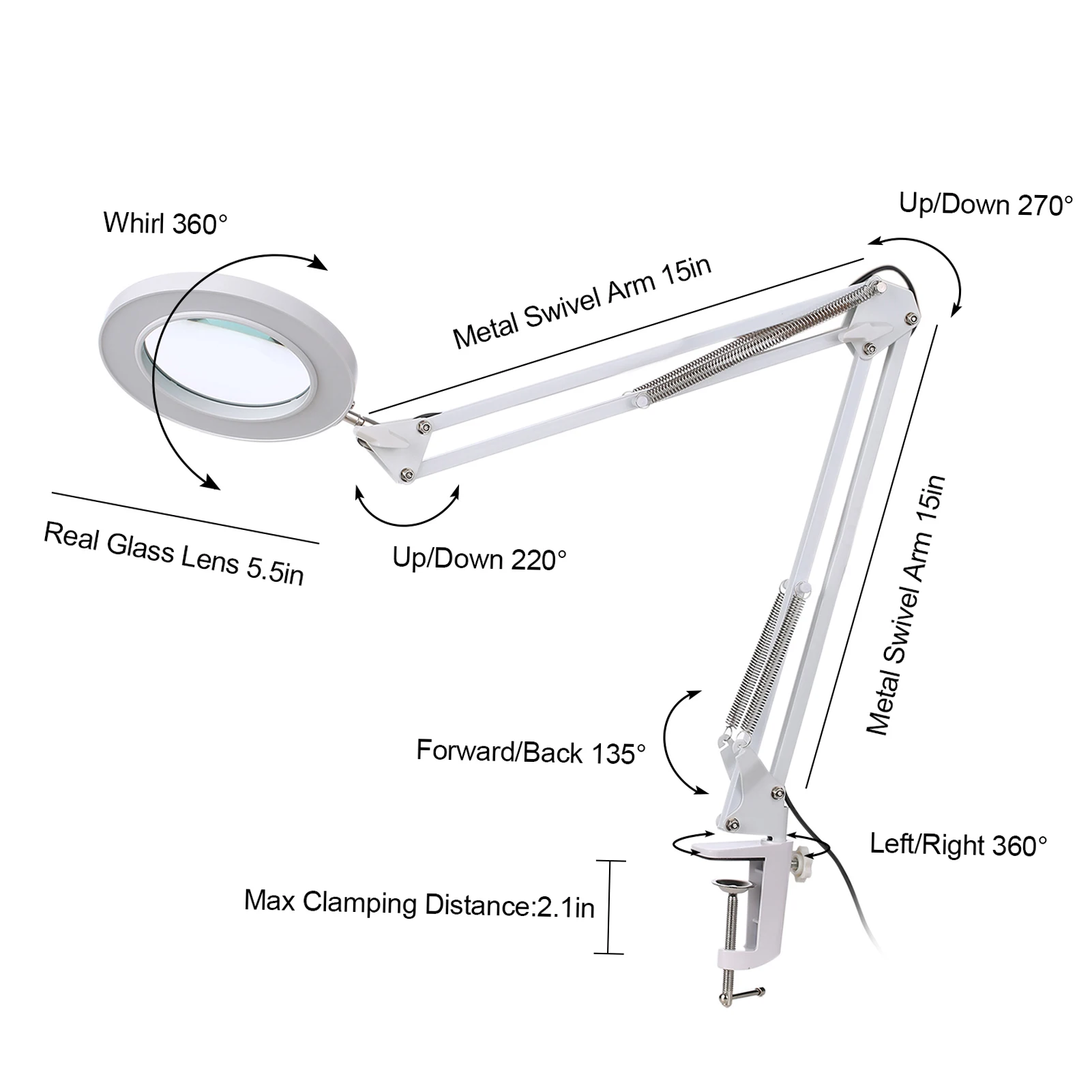 8X Illuminated Magnifier USB 3 Colors 72 LEDs Magnifying Glass for Soldering Iron Repair Table Lamps Skincare Beauty Tools