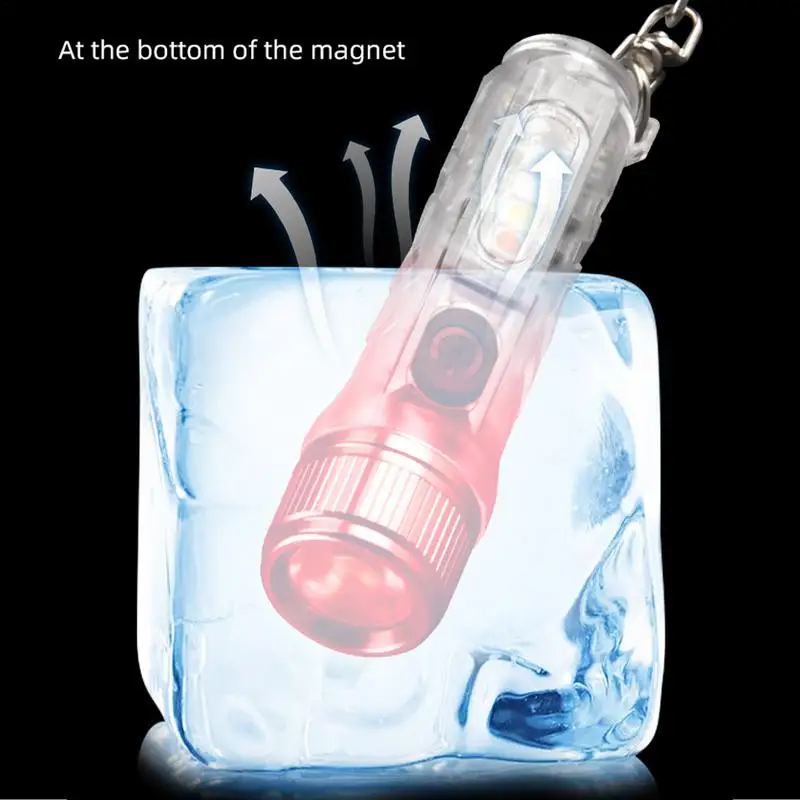 Tiny Keychain Flashlight White/ Red/ Blue Key Chain Flashlight Mini Flashlight With Type-c Fast Charging Port For Outdoor