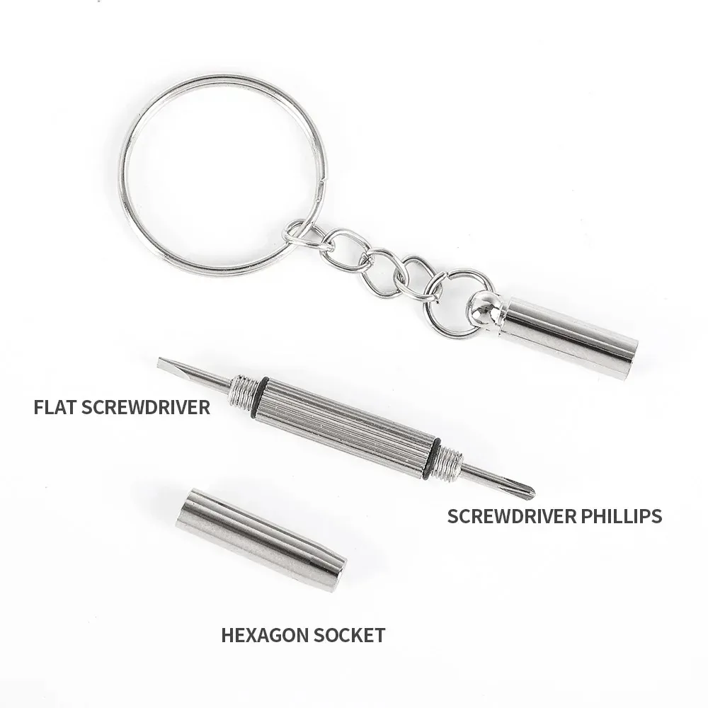 Steel Glasses Screwdriver Eyeglass Screwdriver Watch Repair Kit with Keychain Portable Hand Tools Precision Screwdriver Tools