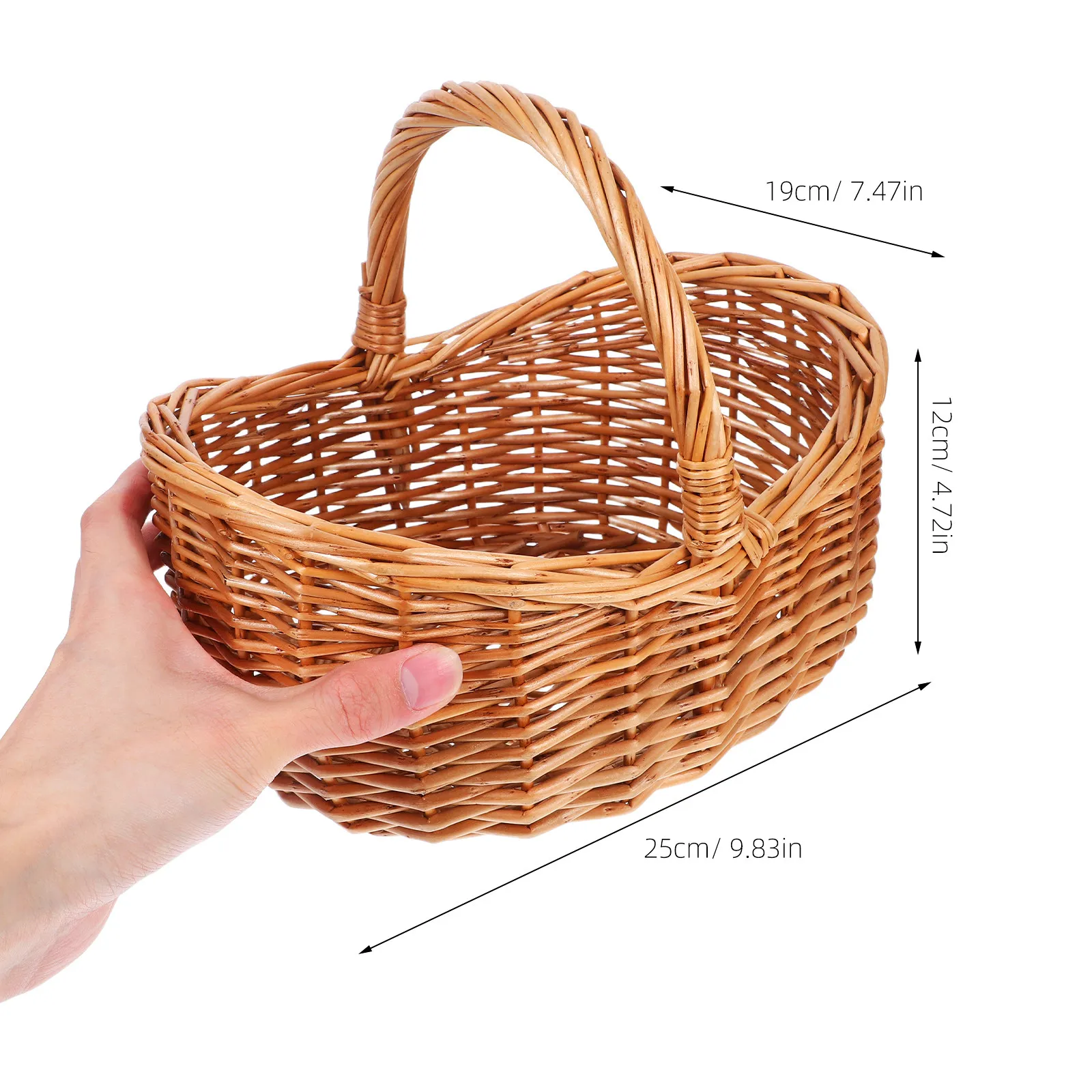 Handwoven Willow Basket Stylish Rustic Wicker Picnic Basket Portable Carry Tote for Shopping Gatherings Fruit Flowers Candy view 4
