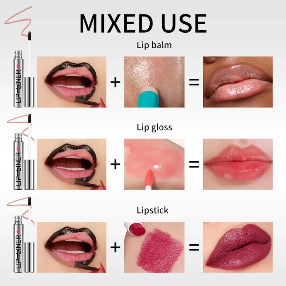 Lakerain Peel-Off Matte Lip Liner Hyaluronzuur Vitamine e Hydrateren Voedende Lip Potlood Blijvende Waterdichte Tattoo Lipgloss