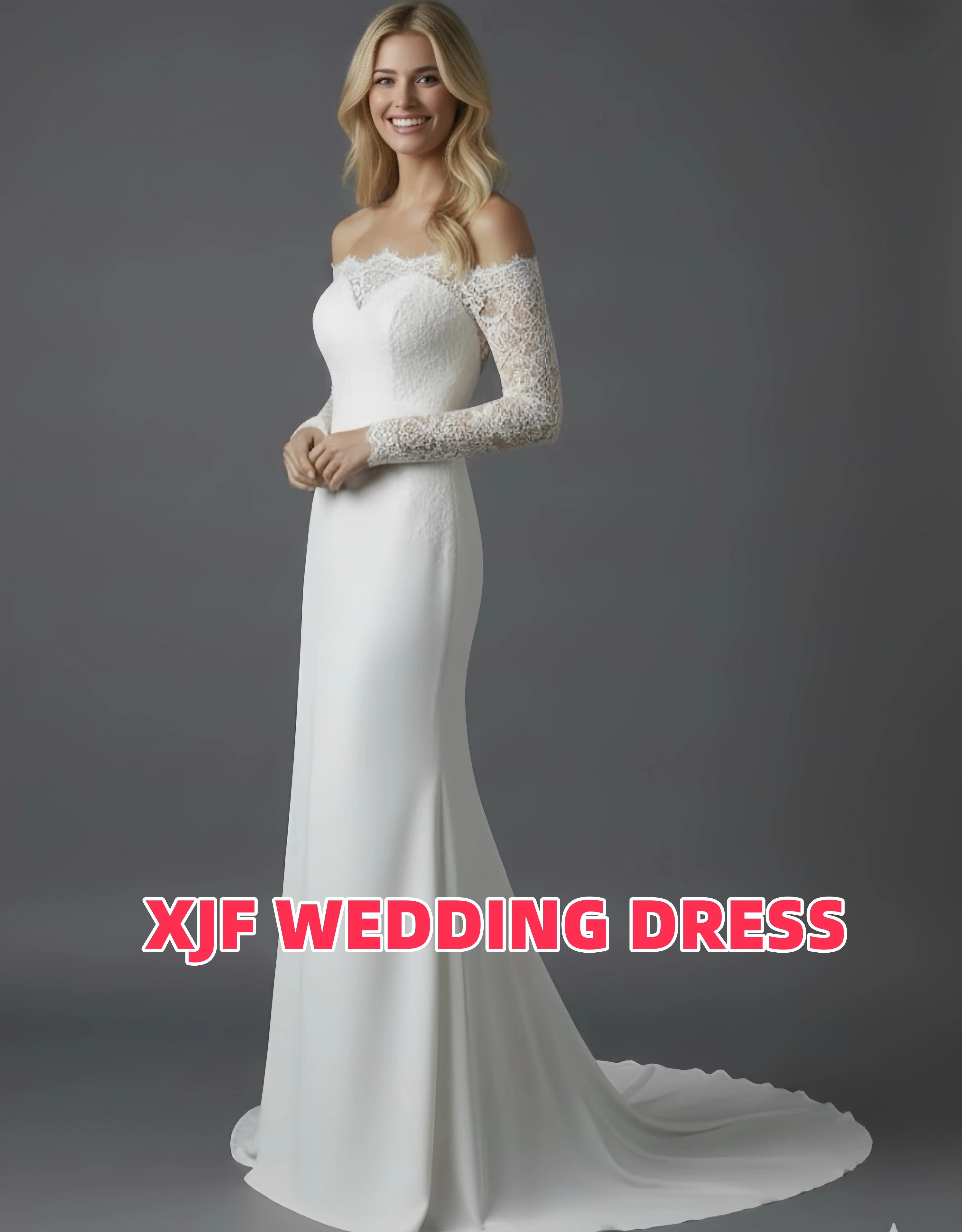 Vestido de novia sencillo y elegante personalizado sin tirantes de manga larga A-LINE vestido de novia de satén vestidos de novia