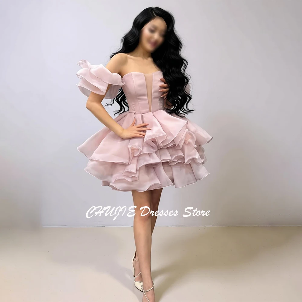 

Custom Light Pink Tiered Graduation Dress Hot Sale Homecoming Dresses For Teen A Line Sweet 15 16 Mini Evening Prom Party Gowns