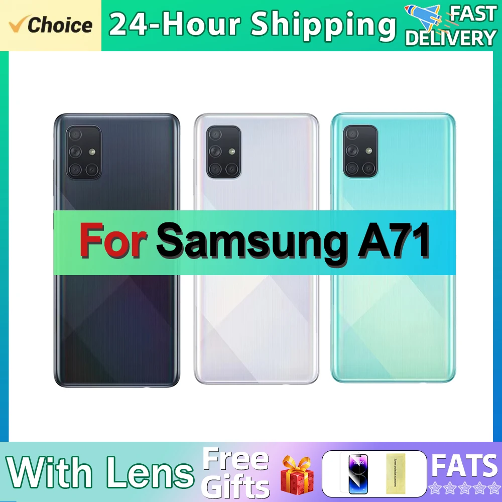 Cubierta Trasera de Batería para Samsung Galaxy A71 A715, Panel de Vidrio 3D, Carcasa Trasera, Reemplazo de Lente de Cámara