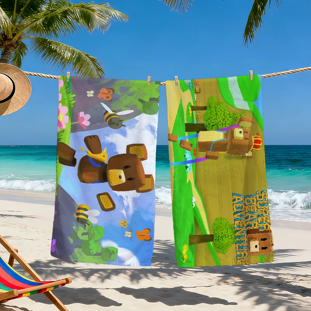 funny cute game S-Super Bear A-Adventure Towel Soft Beach Towels Quick Dry Pool Towel for Travel Gym bathing Spa Camp sport Gift