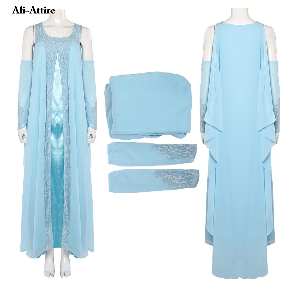 

Movie Space Battle Padme Cosplay Amidala Blue Dresses Clothes Party Disguise Halloween For Women Costume Carnival Outfits Suit