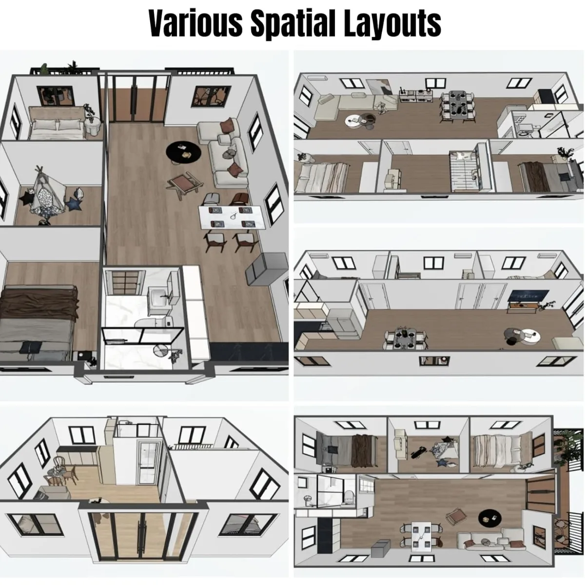 حاوية جاهزة قابلة للتوسيع بطول 20 قدمًا مع غرفة نوم وحمام ومطبخ متضمنة
