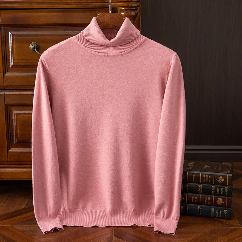 Men Cashmere Sweater turtleneck Pullovers Knit Sweater Autumn and Winter New Long Sleeve High-End Jumpers Tops