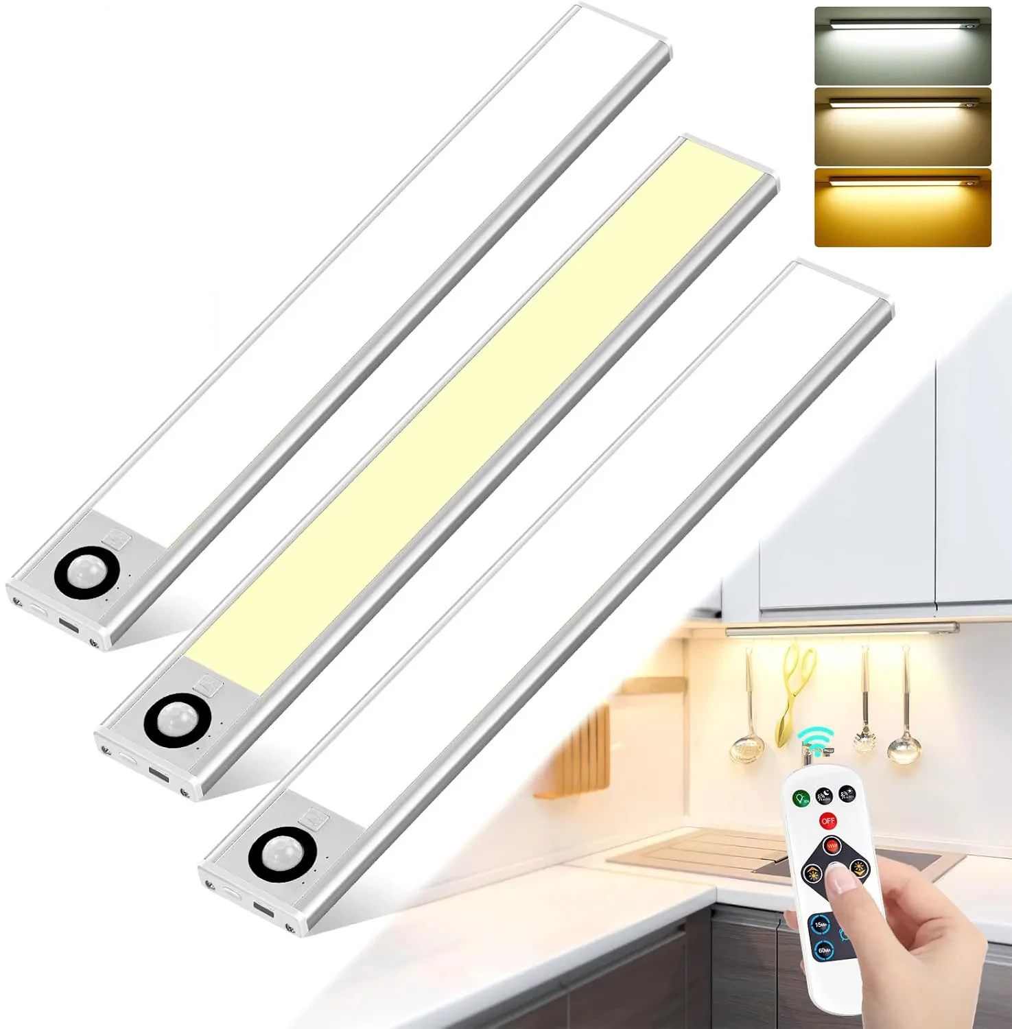 

Ночная лампа с датчиком движения, светодиодный USB-светильник с функцией перезарядки, 3 цвета, регулируемая яркость, таймер, дистанционное управление, для декора спальни