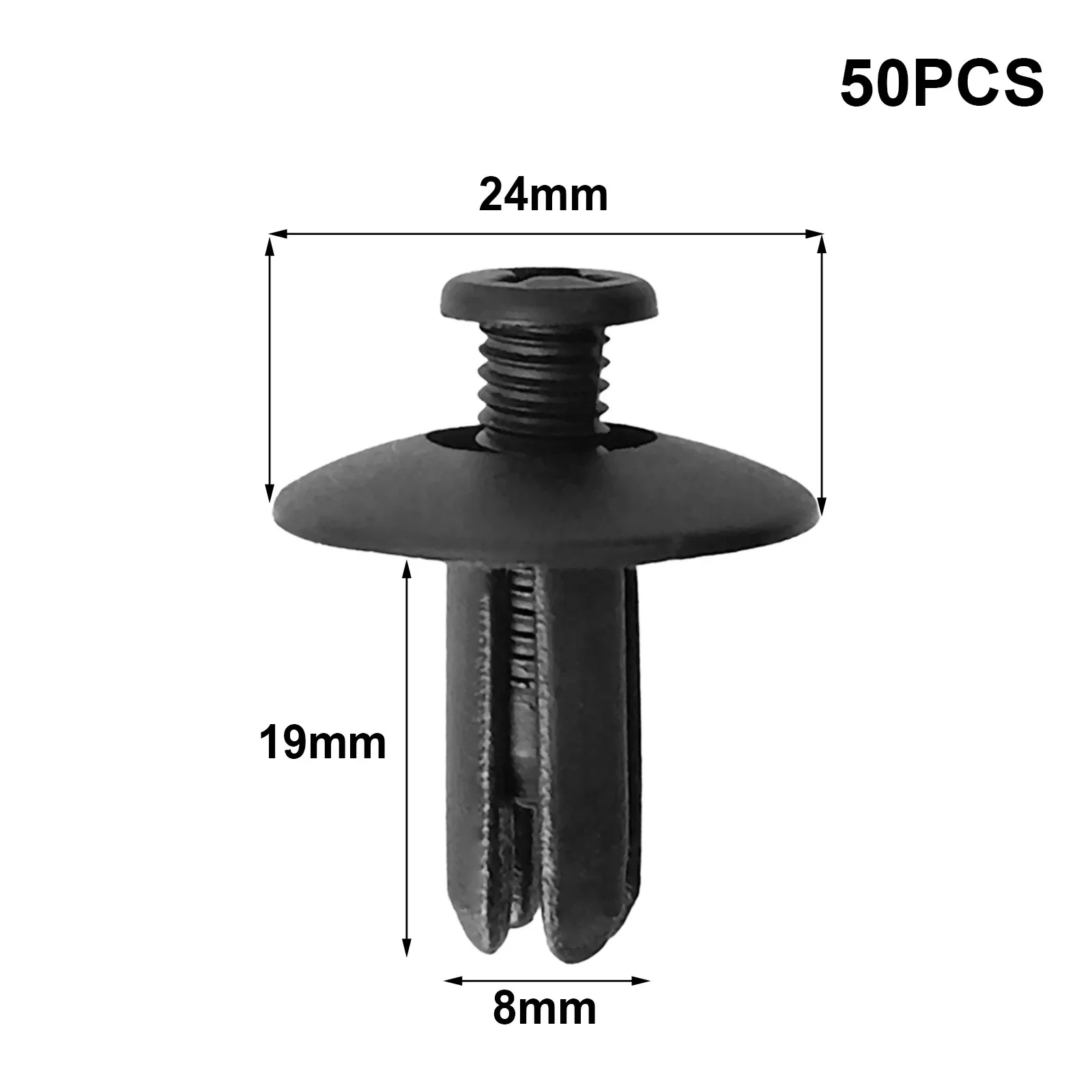 50pcs Car Clips Fastener Push Type Retainer Nylon Car Roof Fender Fastener Clips 8mm Hole Plastic Rivet Bumper Shield Retainer