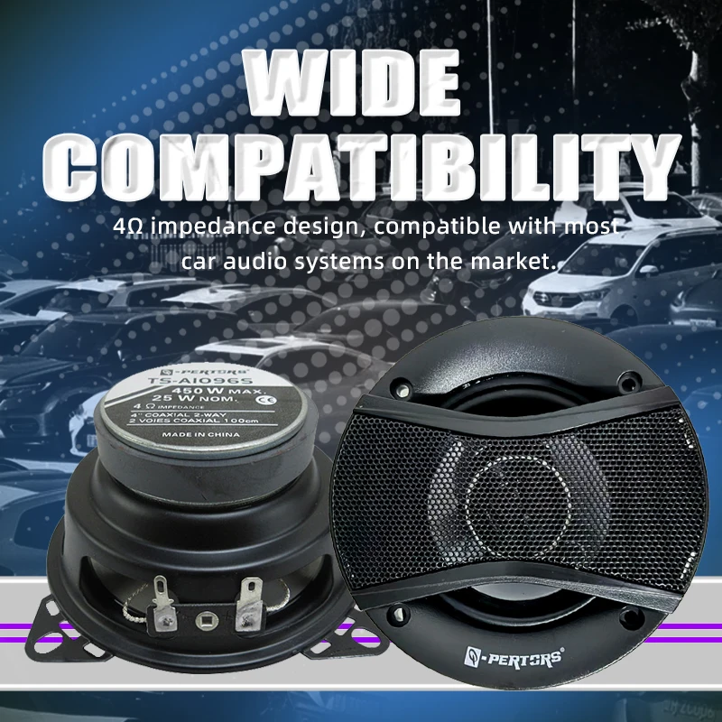 4 Inch 900W (450W*2) Coaxial Car Speaker Subwoofer Universal Automotive Audio HiFi Music Full Range Frequency Car Stereo Speaker