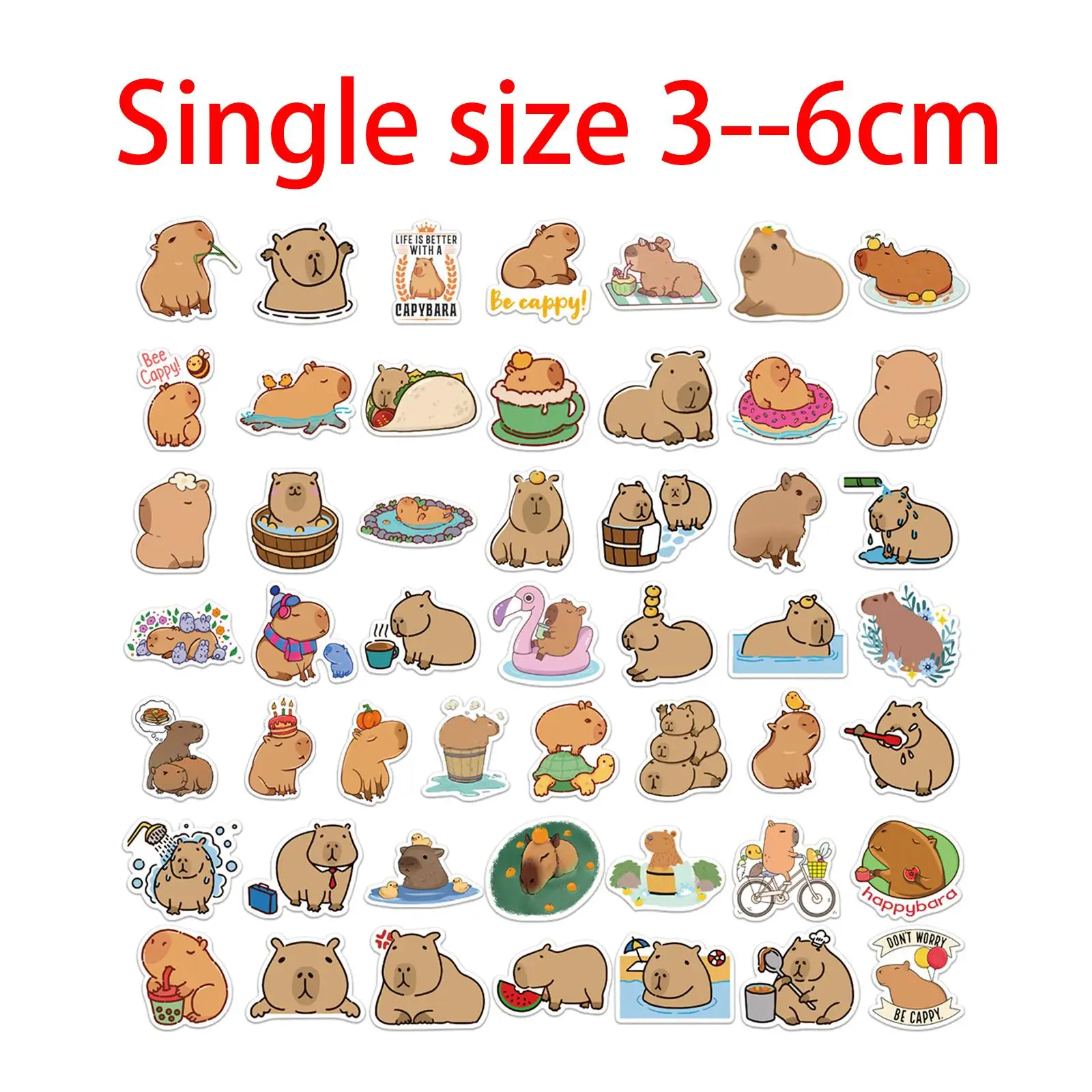 50Pcs Cartoon Stickers for Kids Cartoon Capybara Sticker Decals Cup Stickers