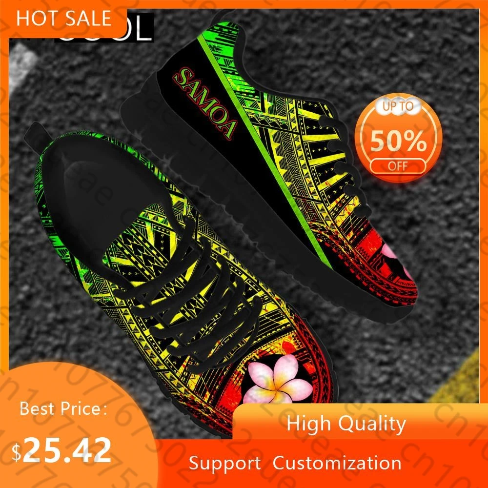 

HYCOOL New Trend Women Flats Sport Shoes Unisex Samoa Tribe With Plumeria 3D Printing Ladies Casual Running Shoe Scarpe Donna