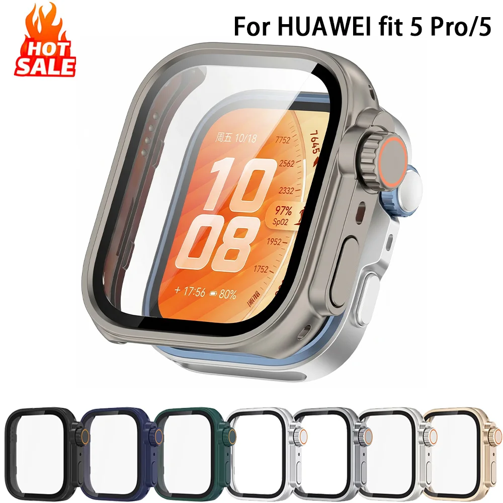 Change To Ultra Case for Huawei Watch Fit 5 Pro Tempered Glass Cases Screen Protector for Huawei Fit 5 Upgrade to Ultra