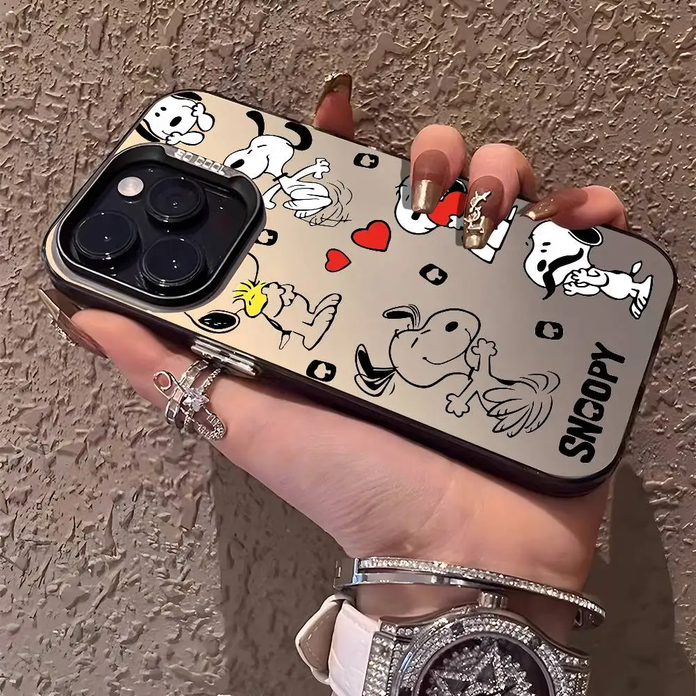 أنيمي S_Snoopy لطيف الكلب قضية الهاتف آيفون 17 16 15 14 13 12 برو ماكس زائد الملونة التدرج لينة غطاء خلفي من البولي يوريثان