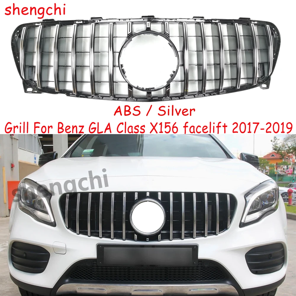 

X156 GT Style Silver Front Bumper Grill For Mercedes Benz GLA Class X156 facelift GLA180 GLA200 GLA220 GLA250 GLA45 2017-2019