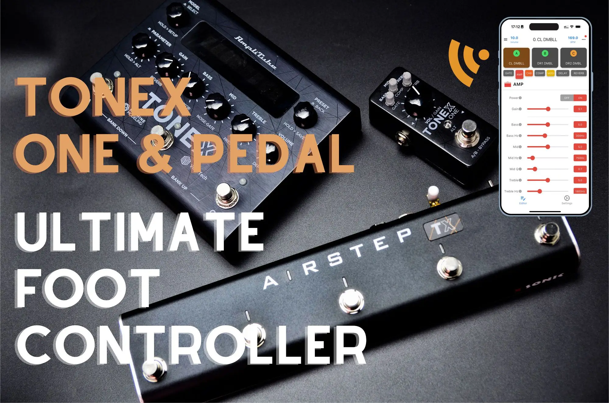 XSONIC AIRSTEP TX Edition Wireless Footswitch for TONEX ONE/ONE+/PLUG & PEDAL, 2 Control Modes, 2 Expression Inputs