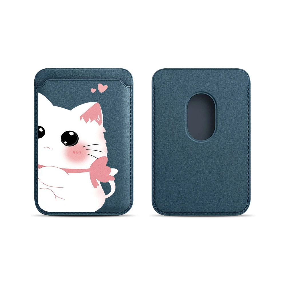 Elegante Katzen-Leder-Kartenhalter-Handyhülle für Magnetische Hüllen, Geeignet für alle iPhone Magsafe-Karten-Handy-Rückseiten-Taschen – Detail 7