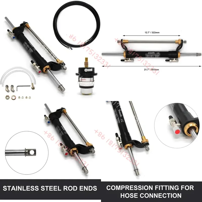 

New Winibo Hydraulic Steering Kit for Boat Outboard 2 Stroke Engines up to 90HP Helm Pump Kit Model ZA0301