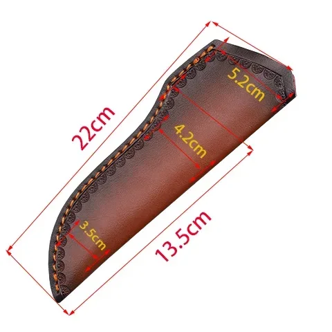 양각 소가죽 2 층 가죽 캠핑 나이프 케이스, 사냥 홀스터, 벨트 버클 포함, 22cm 고정 블레이드 칼집