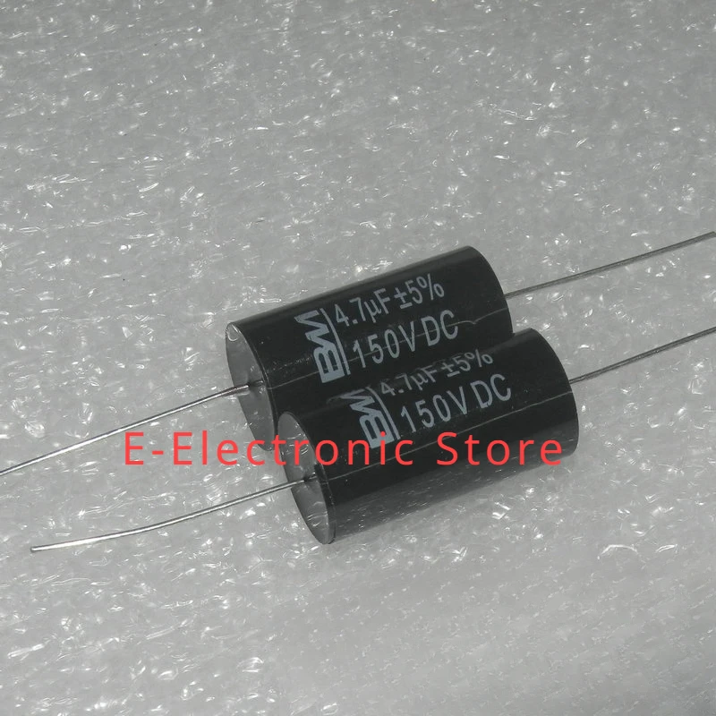 Capacitor de filme fino insensível axial do pé de cobre, 250V, 4.7UF, 475J, 100V, 4.7UF, 150V, 10 PCes pelo lote