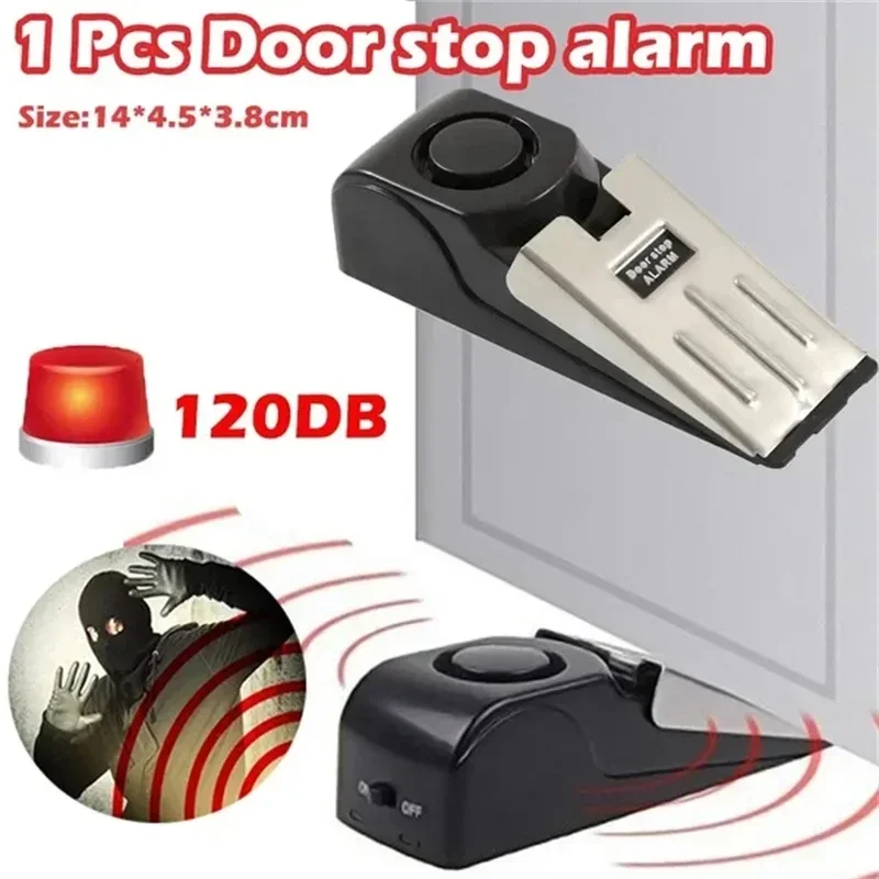 1 Pc Mini Wireless Alarm Door Stop Alarm 120dB Great for Home Wedge Shaped Stopper Alert Security System Block Blocking System