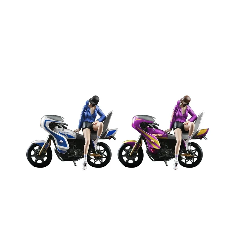 More Art&TIME MICRO 1:64 MINI Motorcycle Girl, Resin Character Model Miniature Scene Decoration For Display