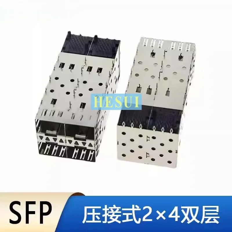 

SFP cage connector 2*2 crimped double fiber optic cage slot network port shield with light guide internal seat