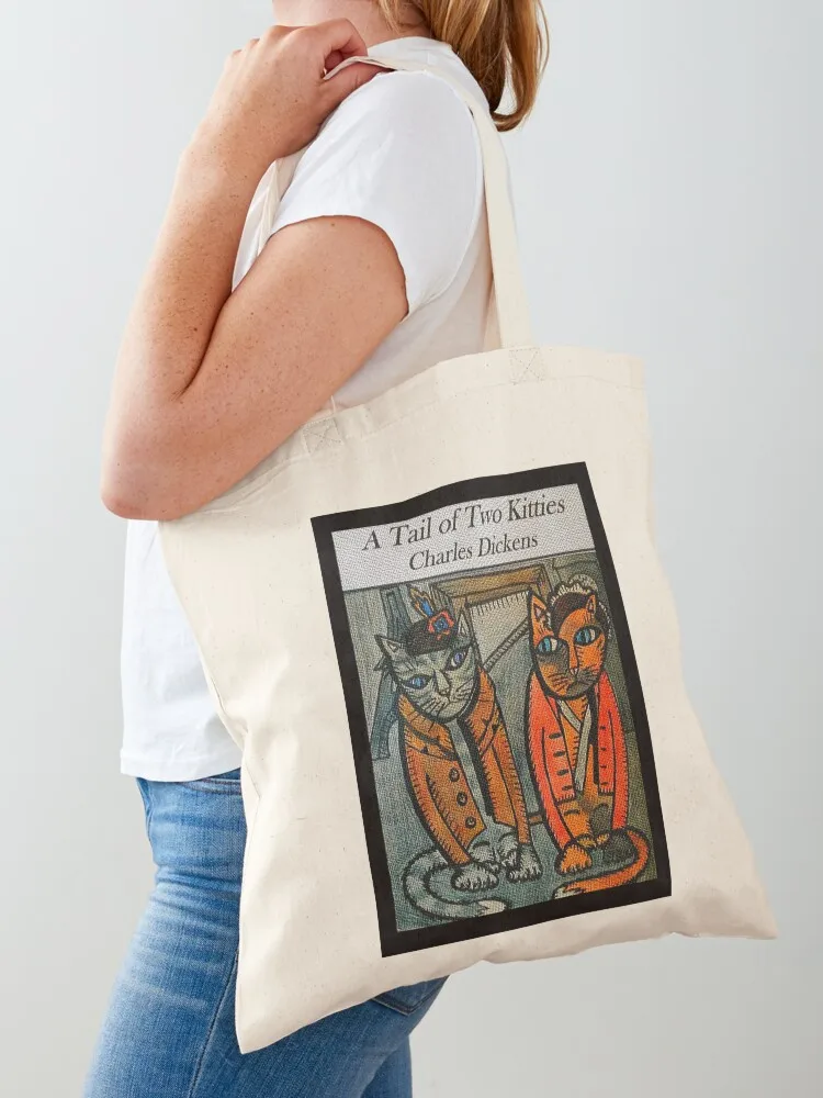 

A Tail of Two Kitties Tote Bag bag for beach Canvas Women's shopper custom canvas bag
