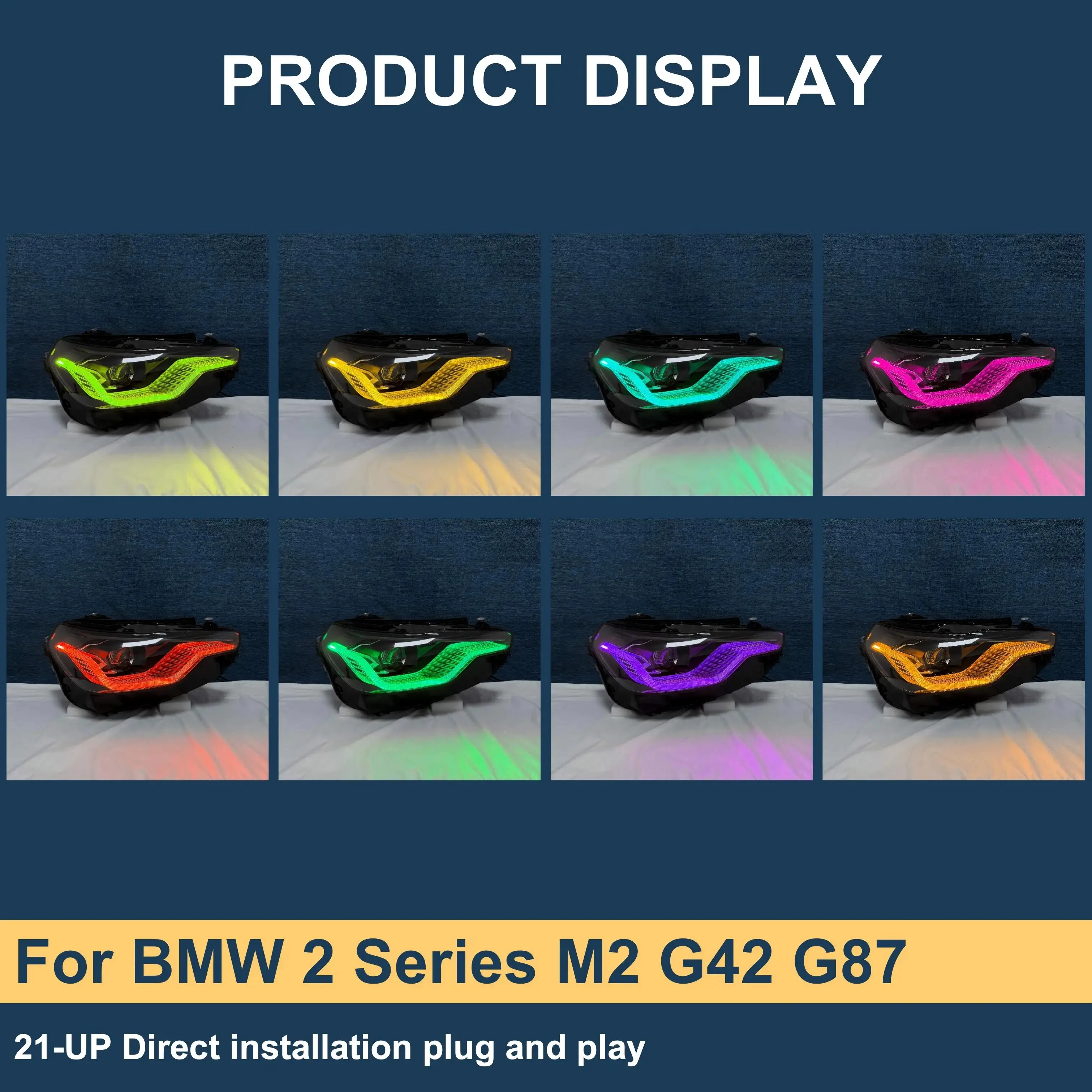 Led Car Light Manufacturer Drl Rgb Colour Control By Phone Headlight For BMW 2 Series M2 G42 G87 2021-UP Headlights