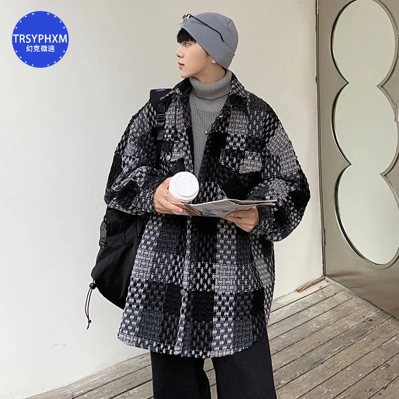 Fashion Handsome Buttons Coat Men Turn-down Collar Straight Patchwork Pocket Jackets Streetwear Long Sleeve Men's Clothing 2024