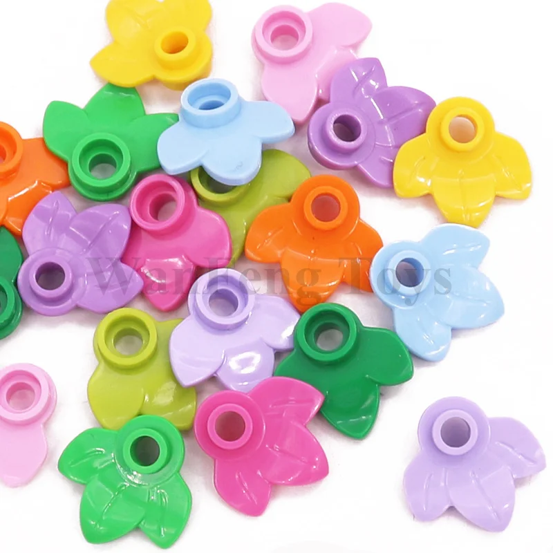 200PCS MOC Blocks Plant Parts Plate Round 1x1 Leaves Pumpkin Building Bricks City Garden Tree Jungle DIY Accessories 32607