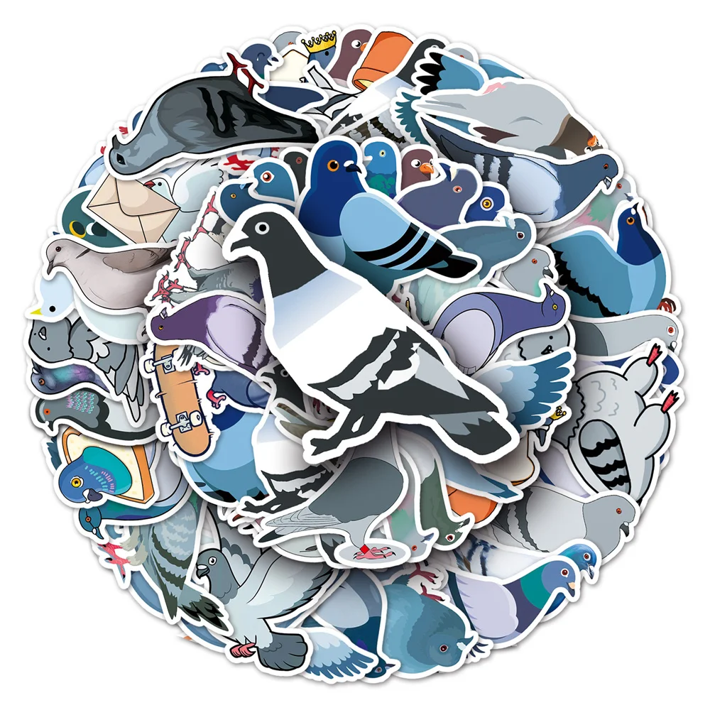 50pcs Cartoon Dove Pigeon Stickers Pack Guitar Suitcase Laptop Phone Scrapbook Peace Sticker DIY Journal Accessories